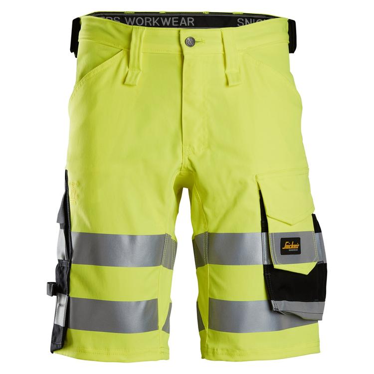 Snickers 6136 High-Vis Klasse Stretch Korte Werkbroek Hv Yellow Bl
