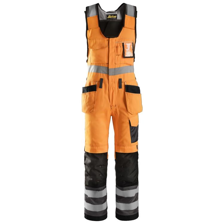 Snickers 0213 Bodybroek Met Holsterzakken High Visibility Klasse 2 Hv Orange - Muted Black