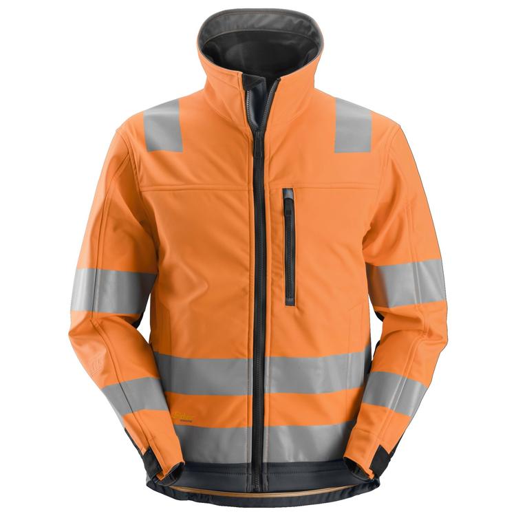 Snickers 1230 Allroundwork High-Vis Softshell Jack Klasse 3 Hv Orange - Steel Grey