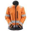 Snickers 1237 Allroundwork High-Vis Softshell Damesjack Klasse 2/3 Hv Orange - Steel Grey