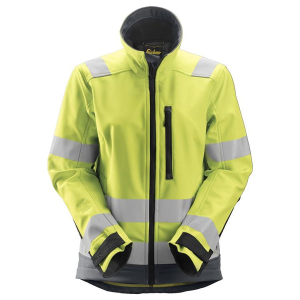 Snickers 1237 Allroundwork High-Vis Softshell Damesjack Klasse 2/3 Hv Yellow - Steel Grey