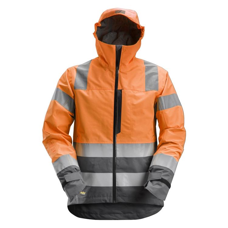 Snickers 1330 Allroundwork High-Vis Waterproof Shell Jack Klasse 3 Hv Orange - Steel Grey