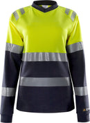 Fristads Flamestat Hi Vis Dames T-Shirt Met Lange Mouwen Klasse 1 7108 Tfl
