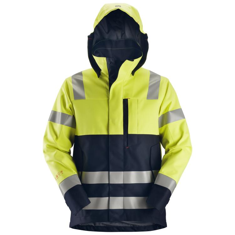 Snickers 1360 Protecwork Waterproof Shell Jack High-Vis Klasse 2 Hv Yellow - Navy