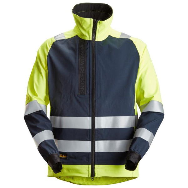 Snickers 1539 Allroundwork High-Vis Ongevoerd Jack Met Rits Kl 2 Hv Yellow - Navy