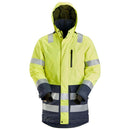 Snickers 1830 Allroundwork High-Vis Waterproof Parka Kl 3 Hv Yellow - Navy