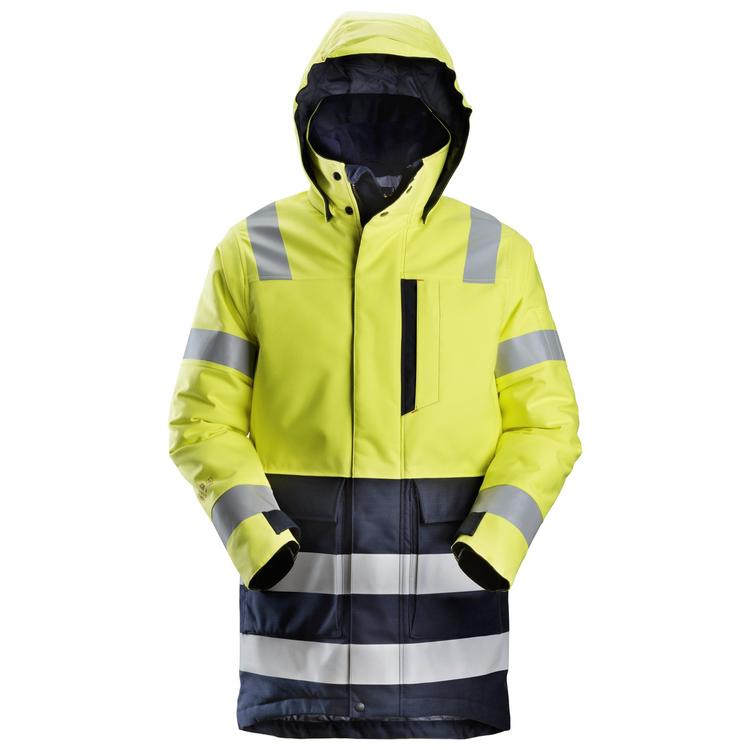 Snickers 1860 Protecwork Geïsoleerde Parka High-Vis Klasse 3 Hv Yellow - Navy