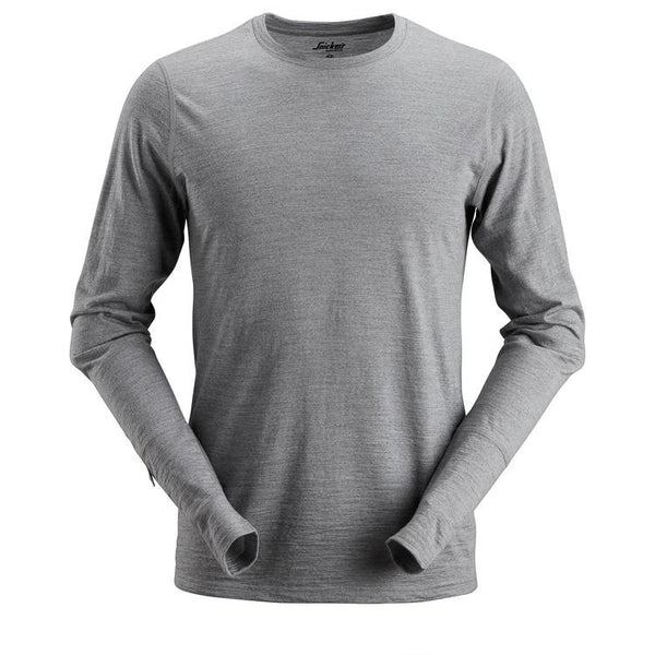 Snickers 2427 Wollen T-Shirt Met Lange Mouwen Light Grey Melange - Base