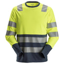 Snickers 2433 Allroundwork High-Vis T-Shirt Met Lange Mouwen Klasse 2 Hv Yellow - Navy