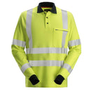 Snickers 2661 Protecwork Poloshirt Met Lange Mouwen High-Vis Klasse 3 Hv Yellow - Navy