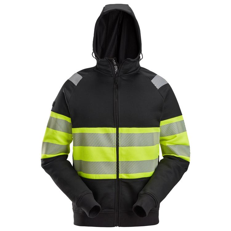 Snickers 2838 High-Vis Klasse 1 Hoodie Met Rits Black - Hv Yellow