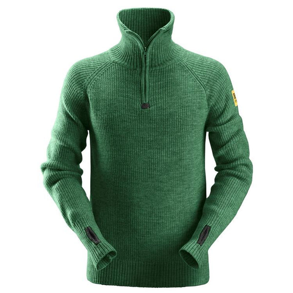 Snickers 2905 1/2 Zip Wollen Sweater Forest Green