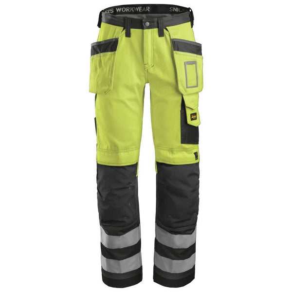 Snickers 3233 High-Vis Broek Met Holsterzakken Klasse 2 Hv Yellow - Muted Black