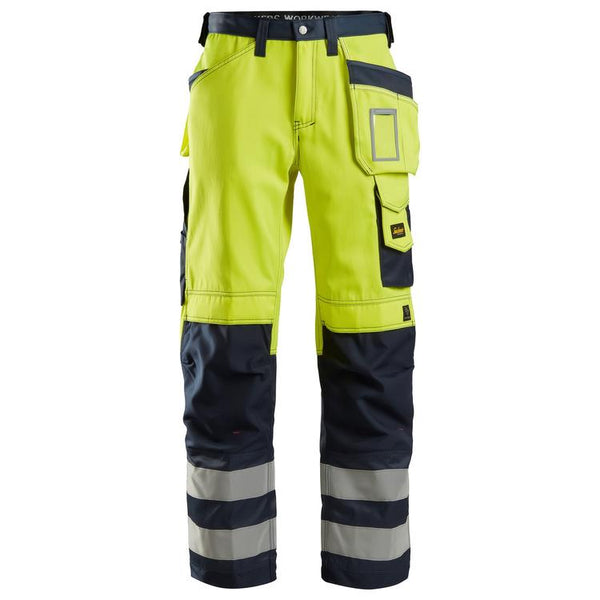 Snickers 3233 High-Vis Broek Met Holsterzakken Klasse 2 Hv Yellow - Navy