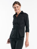 Horecakledij Chaud Devant Women Black Stretch 3/4 Sleeve Hemd