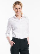 Horecakledij Chaud Devant Women White Stretch 3/4 Sleeve Hemd