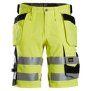 Snickers 6135 High-Vis Klasse 1 Stretch Korte Werkbroek Met Holsterzakken Hv Yellow - Black