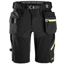 Snickers 6140 Flexiwork Softshell Stretch Korte Werkbroek+ Met Holsterzakken Black - Neon Yellow