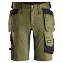 Snickers 6141 Allroundwork Stretch Korte Broek Met Holsterzakken Khaki Green - Black