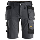 Snickers 6141 Allroundwork Stretch Korte Broek Met Holsterzakken Steel Grey - Black