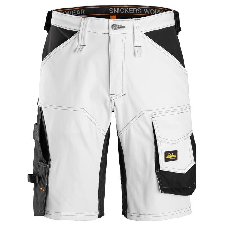 Snickers 6153 Allroundwork Stretch Loose Fit Korte Werkbroek White - Black