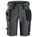 Snickers 6172 Flexiwork Korte Werkbroek Met Afneembare Zakken Steel Grey - Black