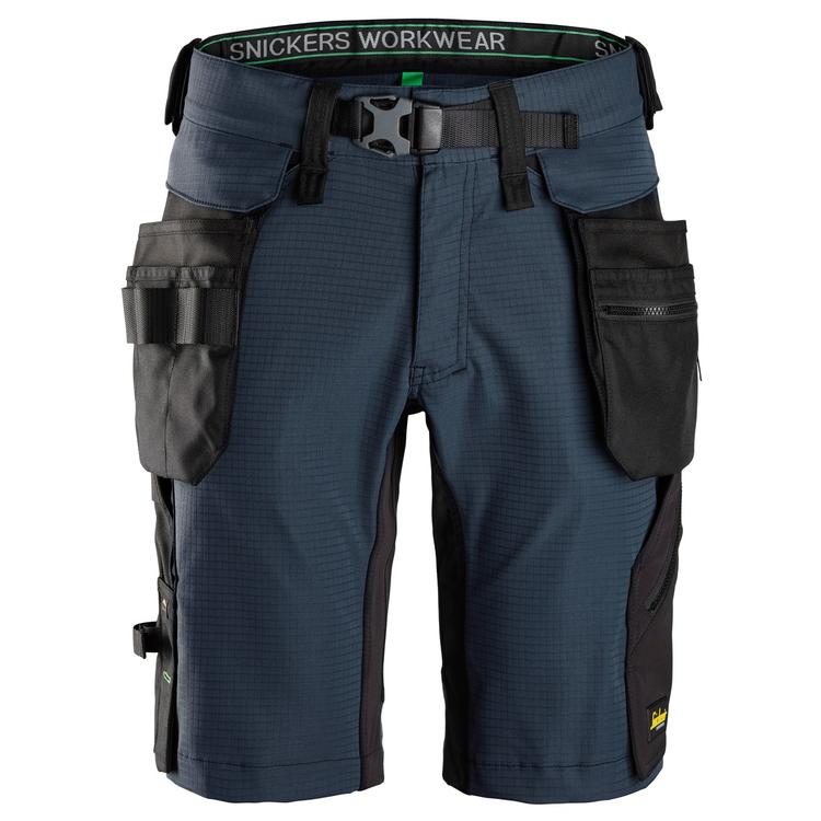 Snickers 6172 Flexiwork Korte Werkbroek Met Afneembare Zakken Navy - Black