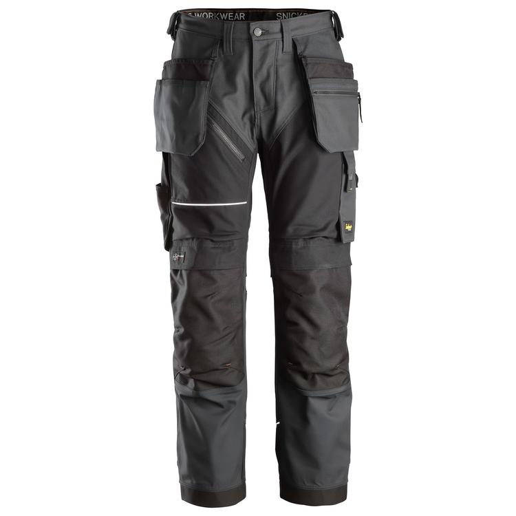 Snickers 6214 Ruffwork Canvas+ Werkbroek+ Met Holsterzakken Steel Grey - Black