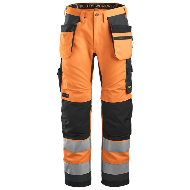 Snickers 6230 Allroundwork High-Vis Werkbroek+ Met Holsterzakken Klasse 2 Hv Orange - Steel Grey