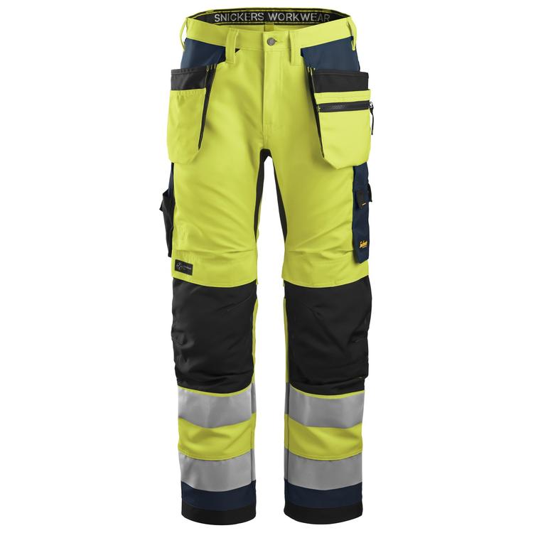 Snickers 6230 Allroundwork High-Vis Werkbroek+ Met Holsterzakken Klasse 2 Hv Yellow - Navy