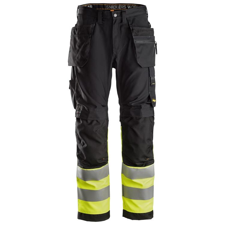 Snickers 6233 Allroundwork High-Vis Werkbroek+ Met Holsterzakken Klasse 1 Black - Hv Yellow