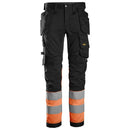 Snickers 6234 High-Vis Klasse 1 Stretchbroek Met Holsterzakken Black - Hv Orange