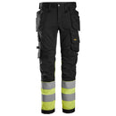 Snickers 6234 High-Vis Klasse 1 Stretchbroek Met Holsterzakken Black - Hv Yellow