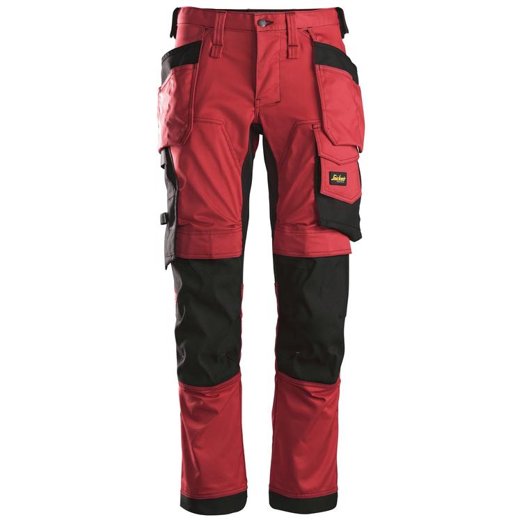 Snickers 6241 Allroundwork Stretch Werkbroek Met Holsterzakken Chili Red - Black