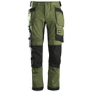 Snickers 6241 Allroundwork Stretch Werkbroek Met Holsterzakken Khaki Green - Black
