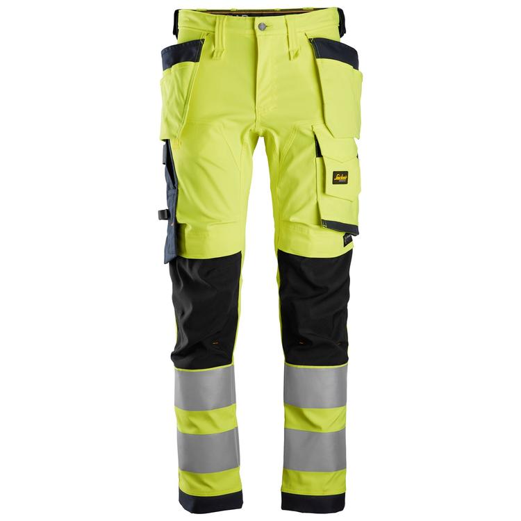 Snickers 6243 Allround High-Vis Stretch Werkbroek Met Holsterzakken Kl2 Hv Yellow - Navy