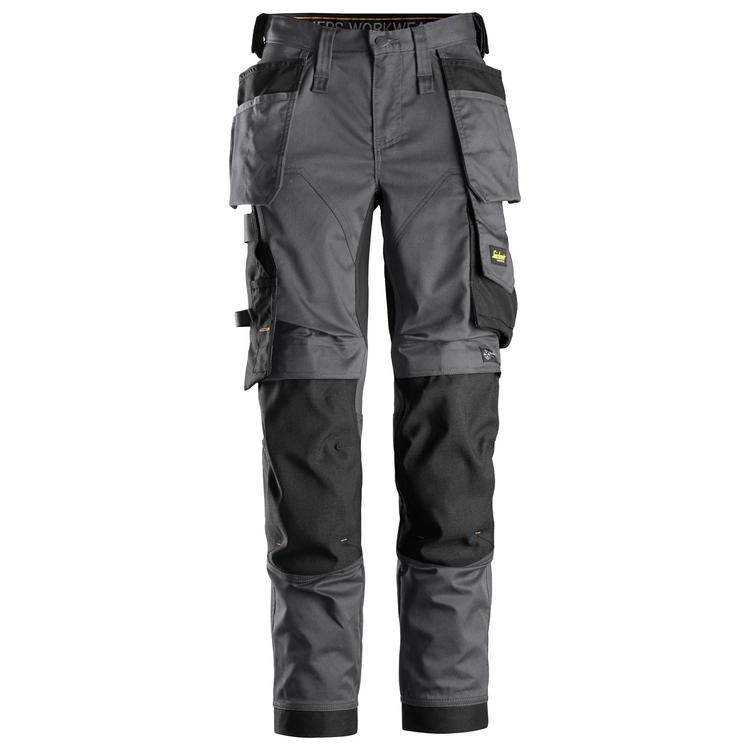 Snickers 6247 Allroundwork Dames Stretchbroek Met Holsterzakken Steel Grey - Black