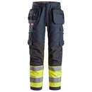 Snickers 6263 Protecwork Werkbroek Holsterzakken High-Vis Klasse 1 Navy - Hv Yellow