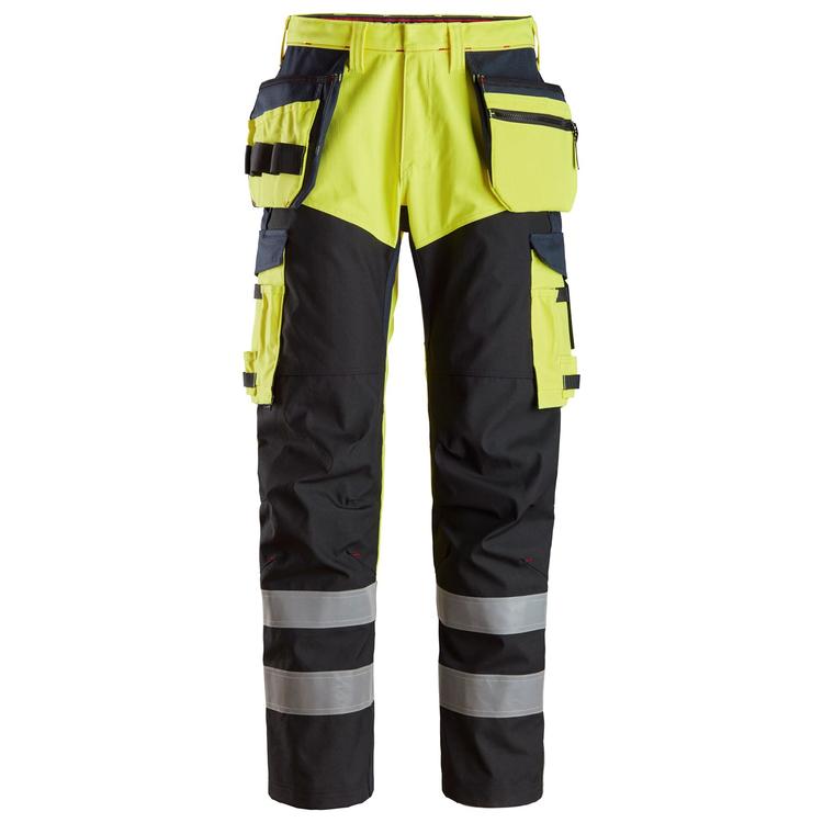 Snickers 6265 Protecwork Werkbroek Met Versterkt Voorpand Holsterzakken High-Vis Klasse 1 Hv Yellow - Navy