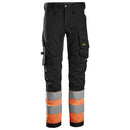 Snickers 6334 High-Vis Klasse 1 Stretch Werkbroek Black - Hv Orange