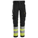 Snickers 6334 High-Vis Klasse 1 Stretch Werkbroek Black - Hv Yellow