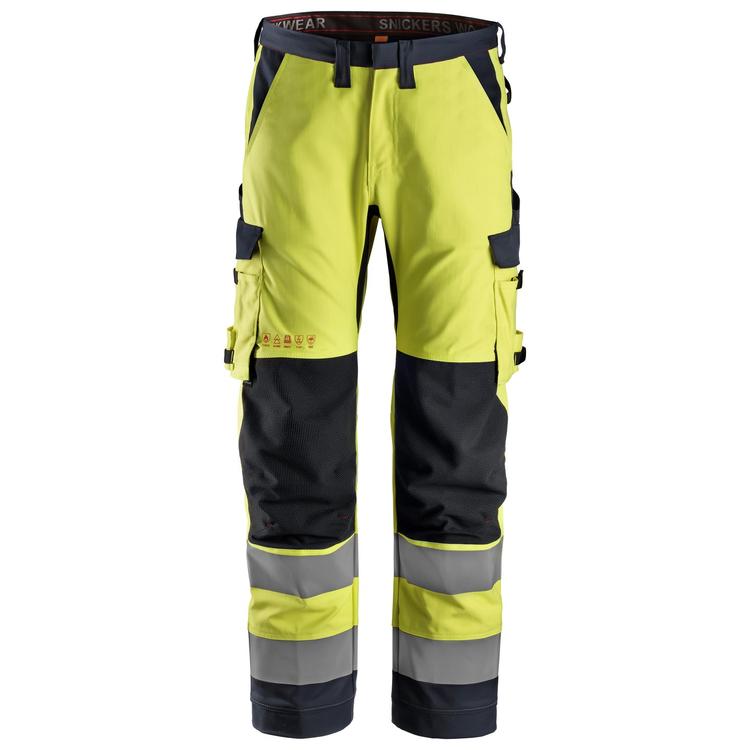 Snickers 6361 Protecwork Werkbroek Met Symmetrische Zakken High-Vis Klasse 2 Hv Yellow - Navy