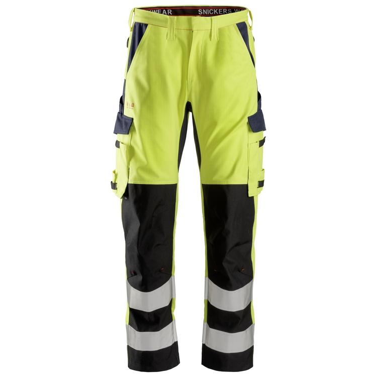 Snickers 6364 Protecwork Werkbroek Met Scheenbeen Versterking High-Vis Klasse 2 Hv Yellow - Navy