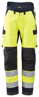 Snickers 6663 Protecwork Isolerende Werkbroek High-Vis Klasse 2 Hv Yellow - Navy