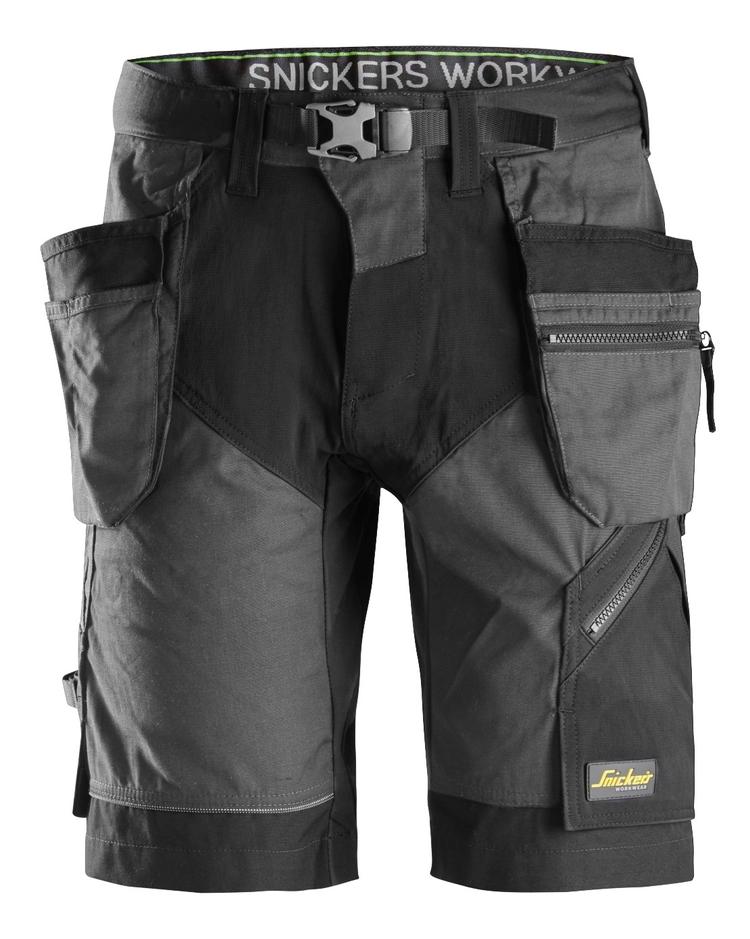 Snickers 6904 Flexiwork Korte Werkbroek+ Met Holsterzakken Steel Grey - Black