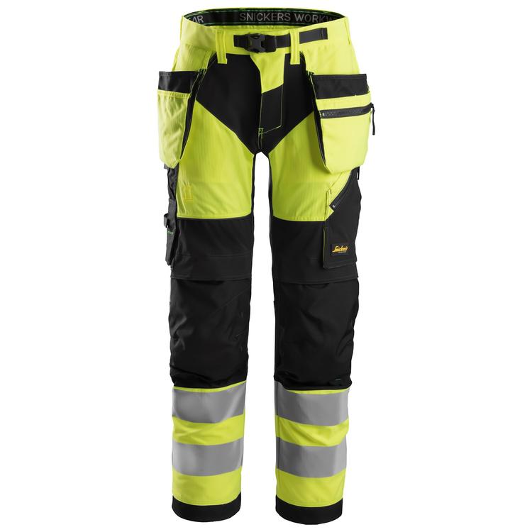 Snickers 6932 Flexiwork High-Vis Werkbroek+ Met Holsterzakken Klasse 2 Hv Yellow - Black