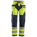 Snickers 6932 Flexiwork High-Vis Werkbroek+ Met Holsterzakken Klasse 2 Hv Yellow - Navy