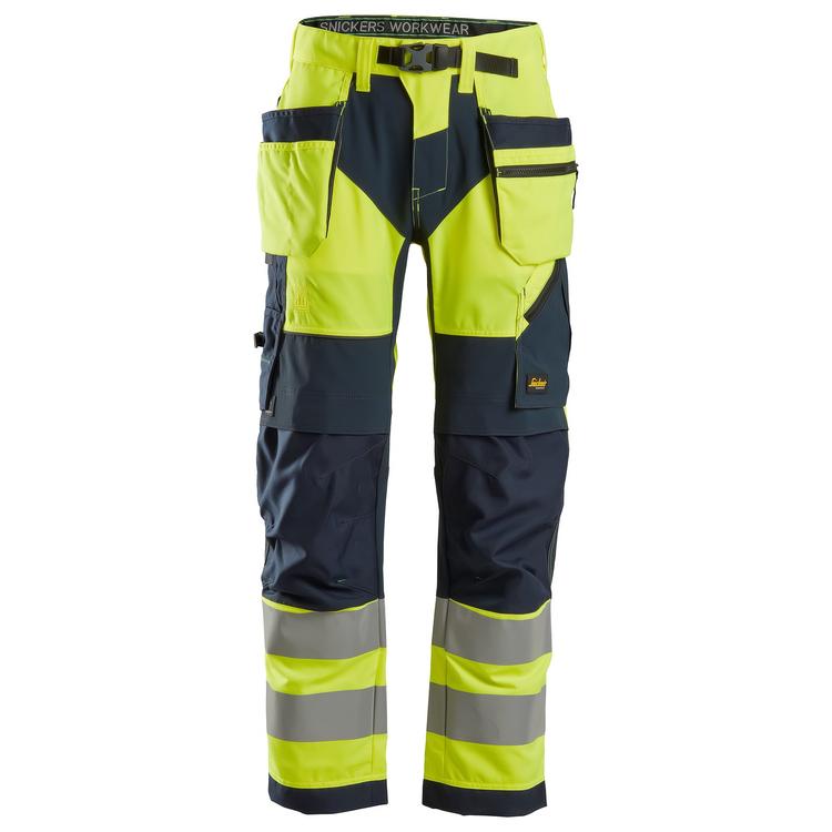 Snickers 6932 Flexiwork High-Vis Werkbroek+ Met Holsterzakken Klasse 2 Hv Yellow - Navy