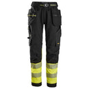 Snickers 6934 High-Vis Klasse 1 Stretch Werkbroek Met Holsterzakken Black - Hv Yellow