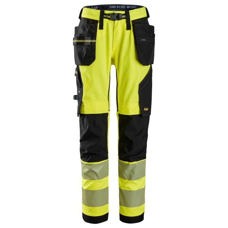 Snickers 6943 High-Vis Klasse 2 Stretch Werkbroek Met Holsterzakken Hv Yellow - Black